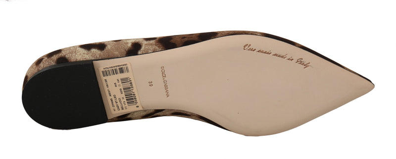 Brown Cady Silk Leopard Ballet Flats