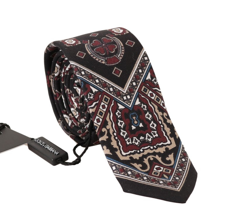 Black Silk Print Slim Tie