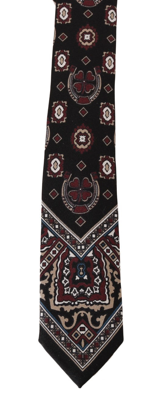 Black Silk Print Slim Tie