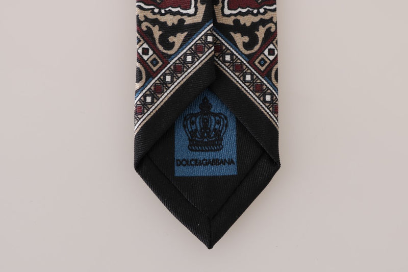 Black Silk Print Slim Tie