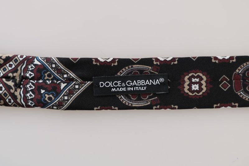 Black Silk Print Slim Tie