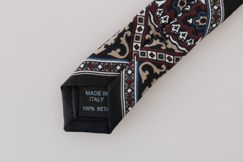 Black Silk Print Slim Tie