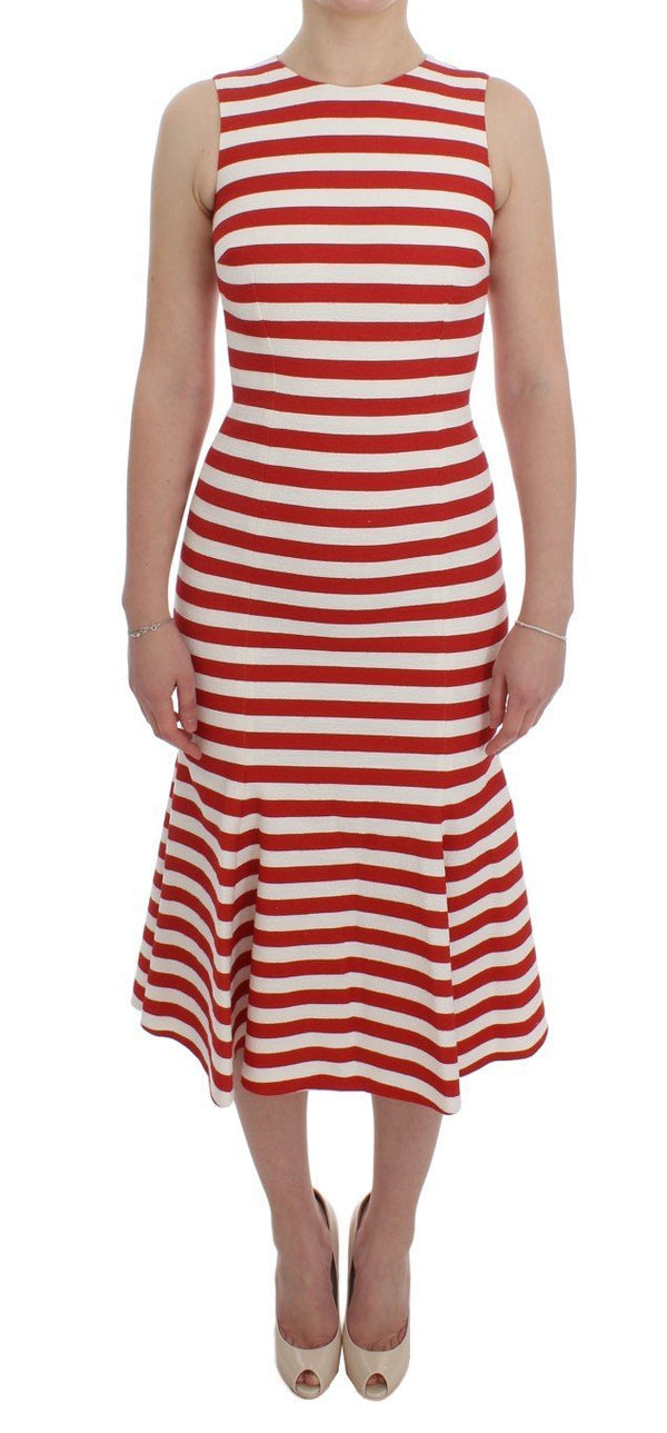 Red White Striped Stretch Sheath Dress
