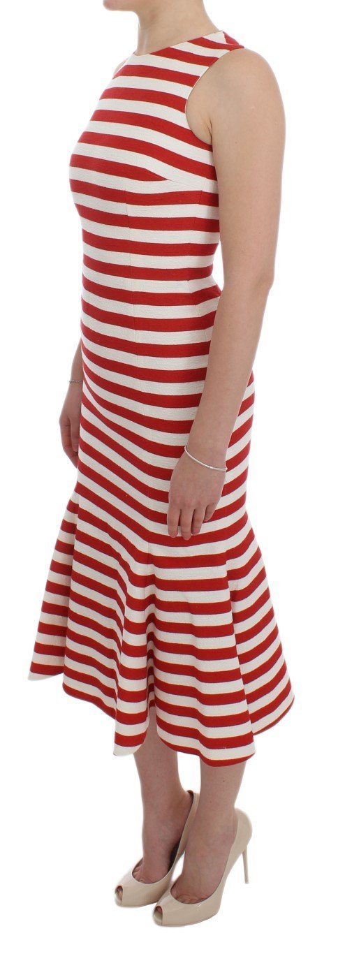 Red White Striped Stretch Sheath Dress
