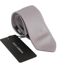 Silver Gray Solid Silk Tie