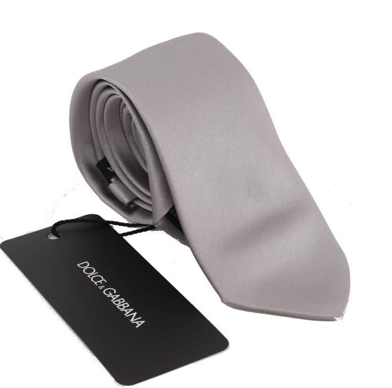 Silver Gray Solid Silk Tie