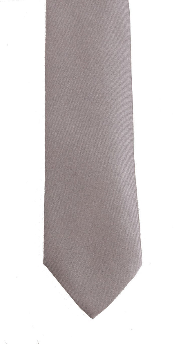 Silver Gray Solid Silk Tie