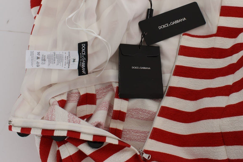Red White Striped Stretch Sheath Dress