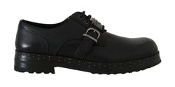 Black Leather Derby Dress Monkstrap