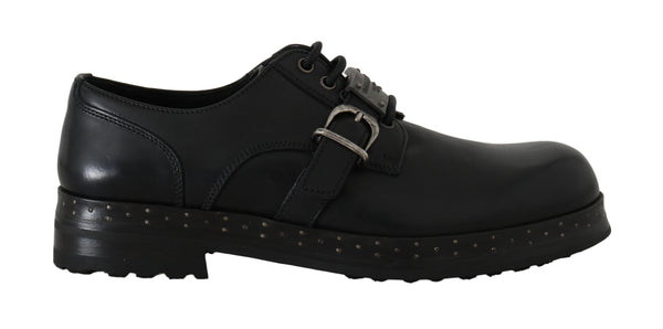 Black Leather Derby Dress Monkstrap