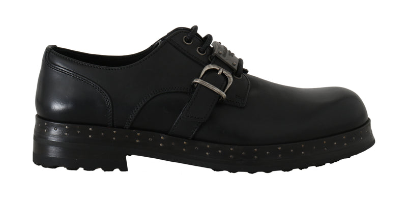 Black Leather Derby Dress Monkstrap