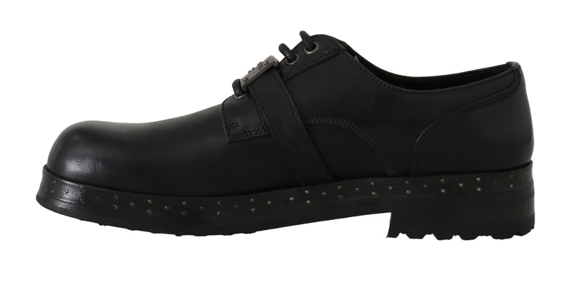 Black Leather Derby Dress Monkstrap