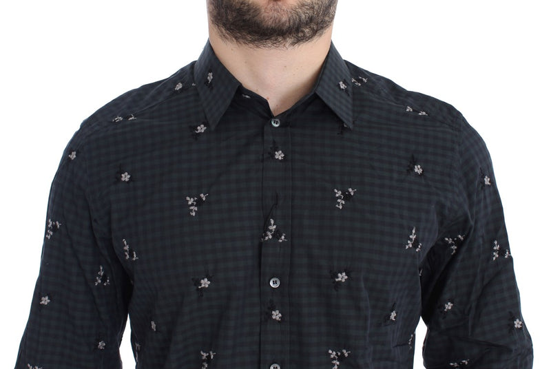 Green Floral Check Slim Fit GOLD Shirt