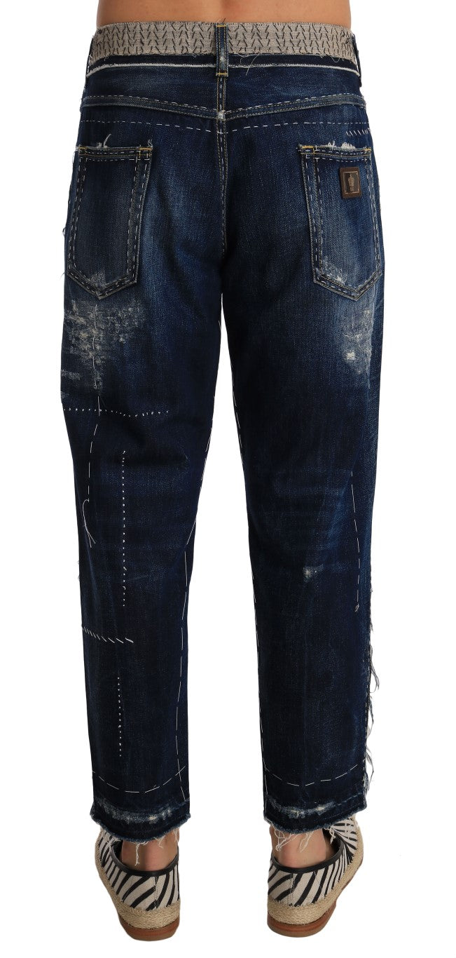 Blue Denim LOOSE Lion Print Jeans