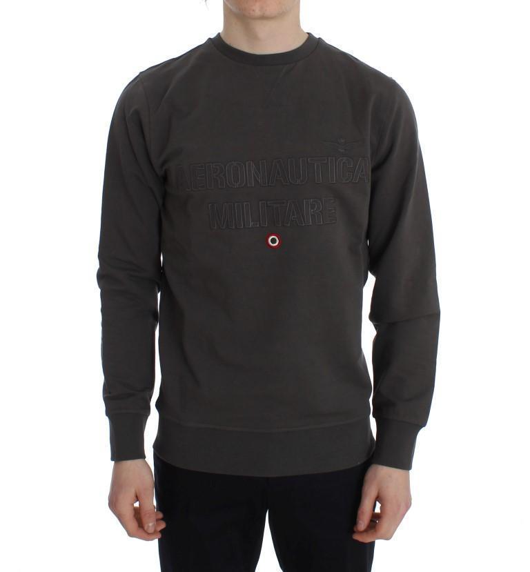 Gray Cotton Stretch Crewneck Pullover Sweater