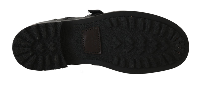 Black Leather Derby Dress Monkstrap