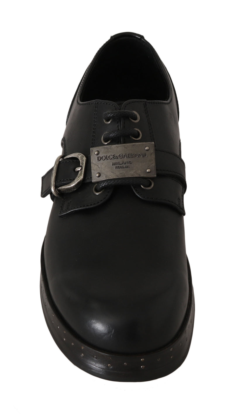 Black Leather Derby Dress Monkstrap