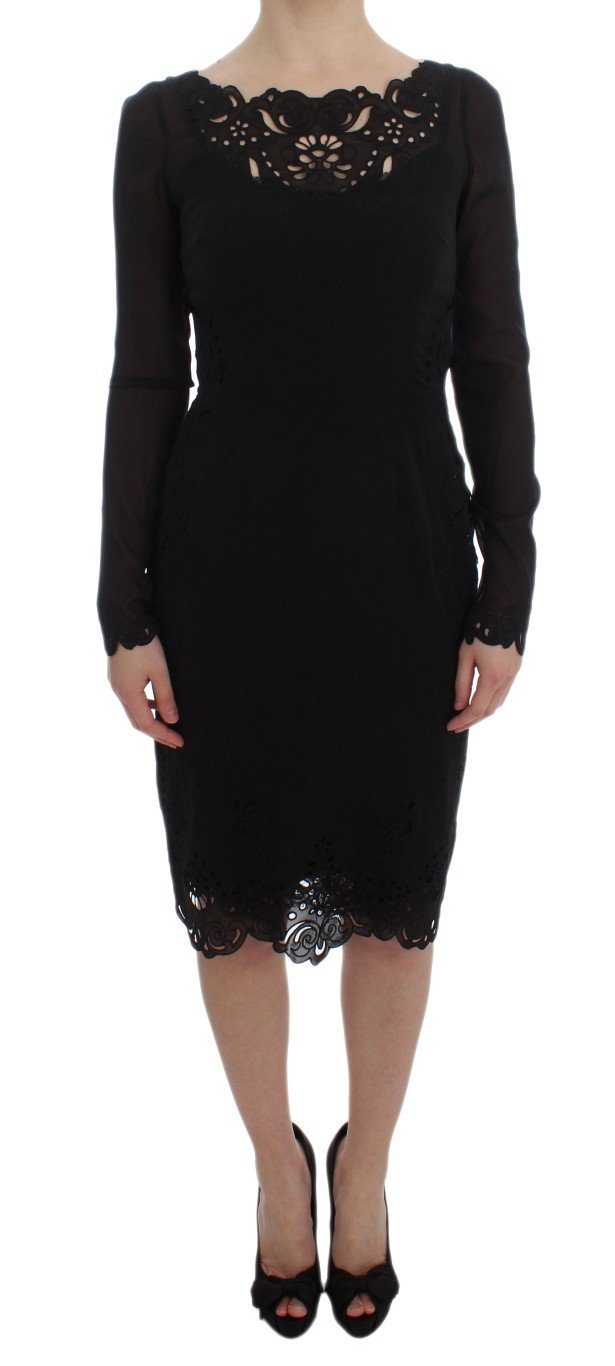 Black Silk Stretch Sheath Dress