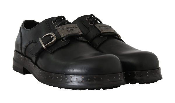 Black Leather Derby Dress Monkstrap