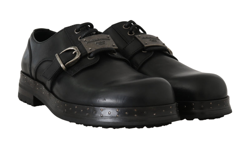 Black Leather Derby Dress Monkstrap