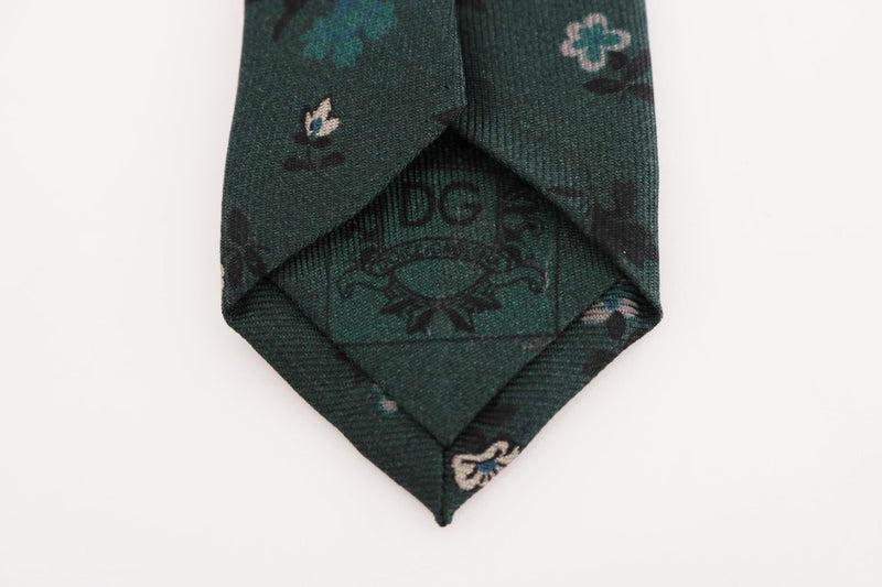 Green Floral Silk Slim Tie