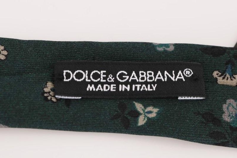 Green Floral Silk Slim Tie