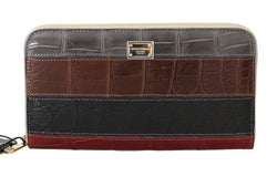 Multicolor Crocodile Leather Continental Wallet