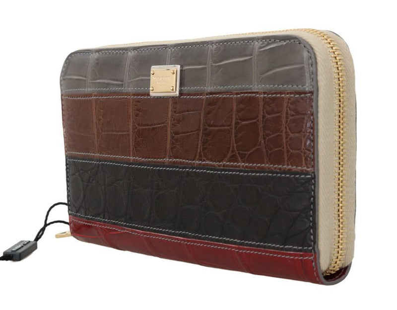 Multicolor Crocodile Leather Continental Wallet