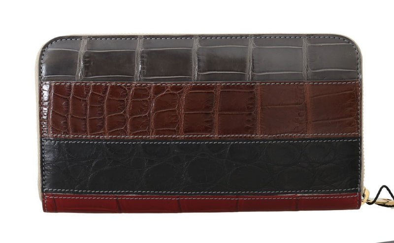 Multicolor Crocodile Leather Continental Wallet