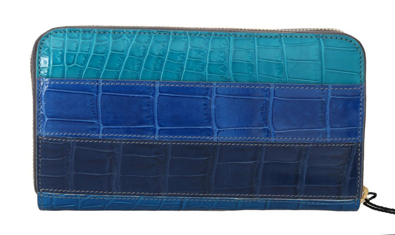 Blue Crocodile Leather Continental Wallet