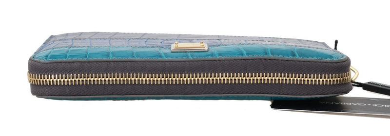 Blue Crocodile Leather Continental Wallet