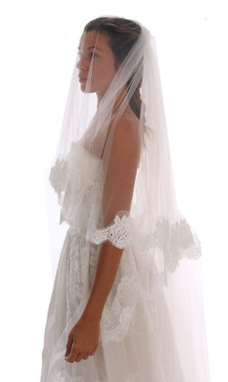 White Floral Lace Bridal Wedding Veil