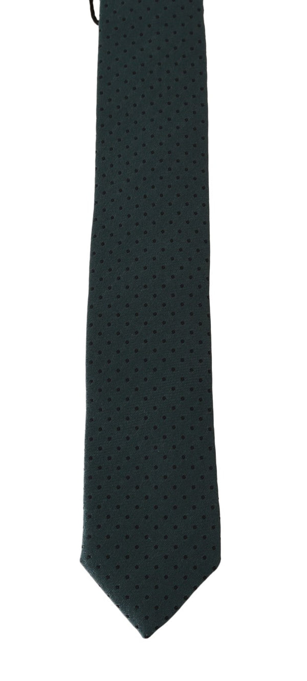 Green Silk Polka Dot Print Slim Tie