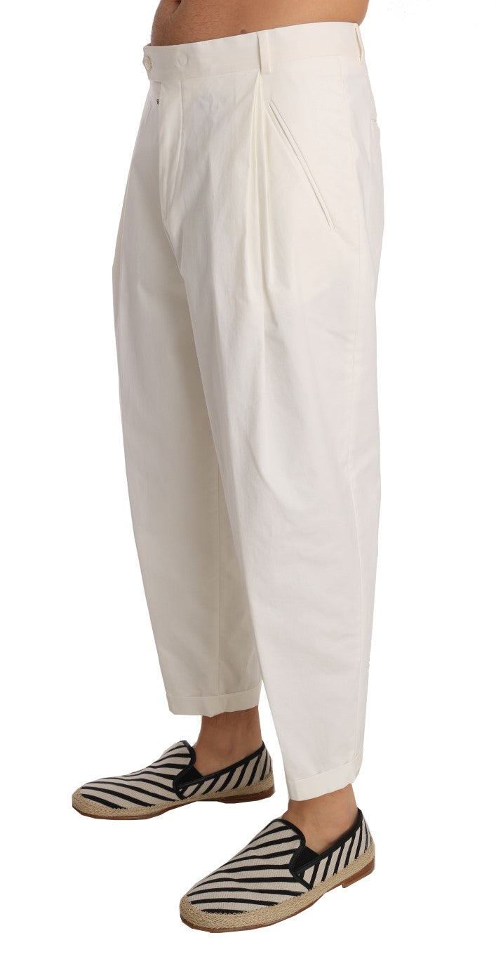 White Cotton Casual Pants