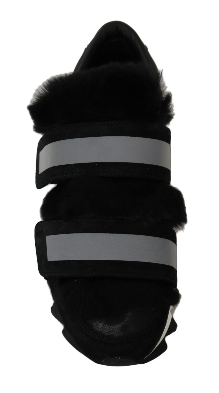 Leopard Leather Black Fur Sneakers
