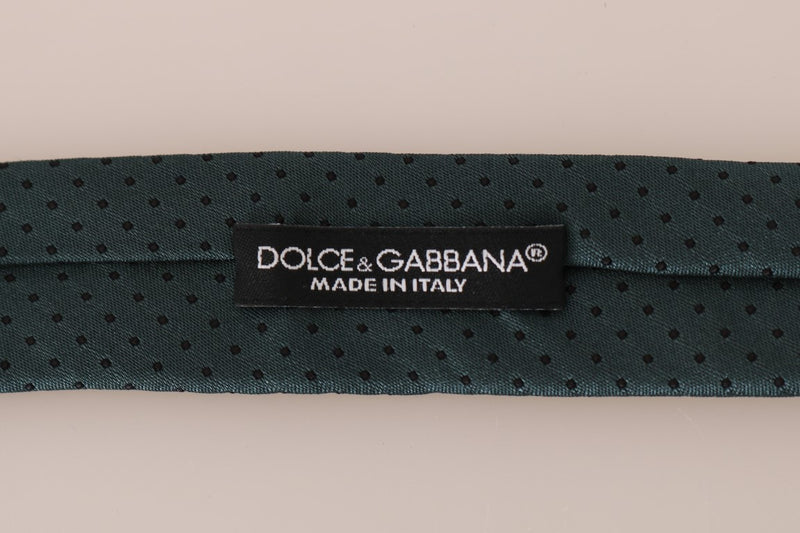 Green Silk Polka Dot Print Slim Tie