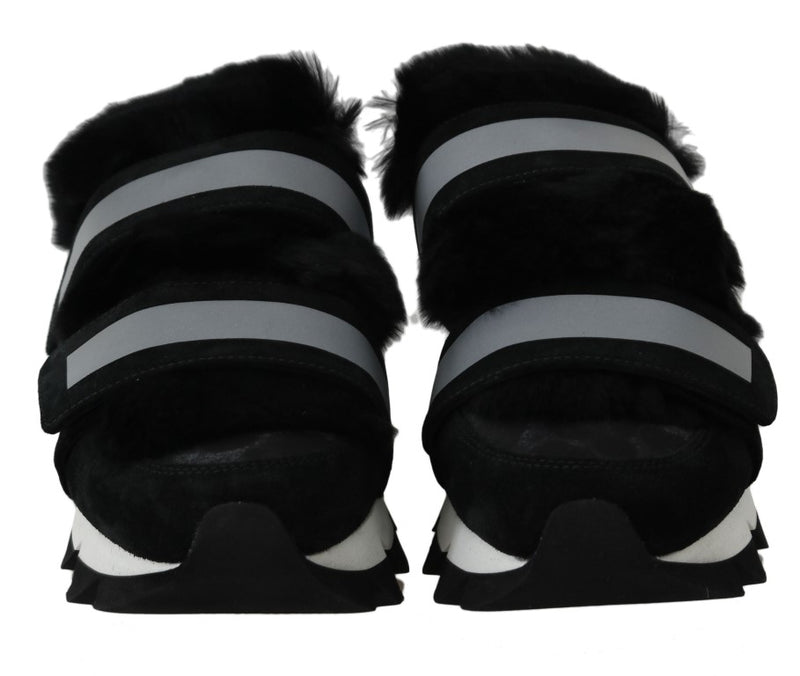 Leopard Leather Black Fur Sneakers
