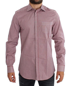 Red Checkered GOLD Slim Fit Dress Shirt