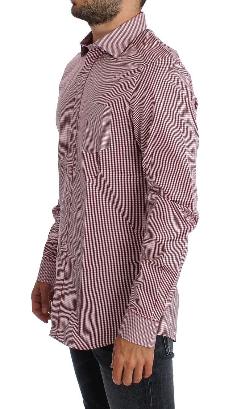 Red Checkered GOLD Slim Fit Dress Shirt