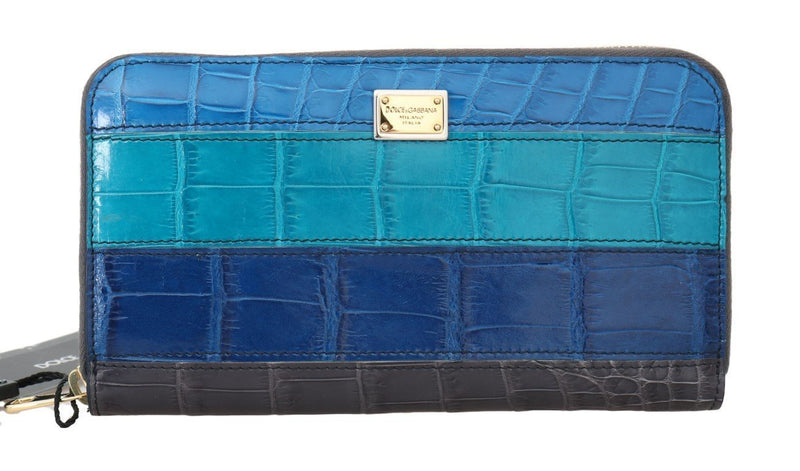 Blue Crocodile Leather Continental Wallet