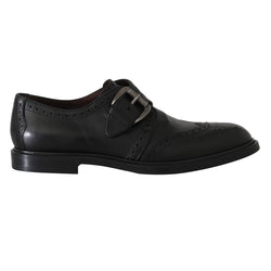 Black Leather Monkstrap Wingtip Shoes