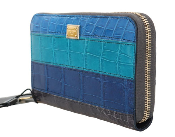 Blue Crocodile Leather Continental Wallet