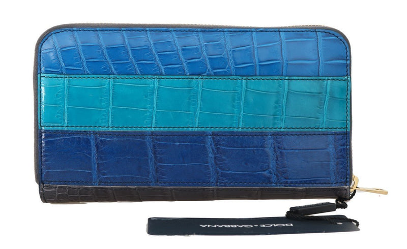 Blue Crocodile Leather Continental Wallet