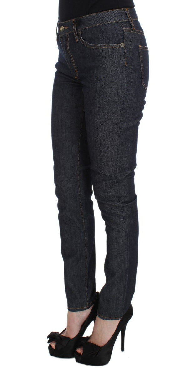 Blue Cotton Blend Slim Fit Stretch Jeans