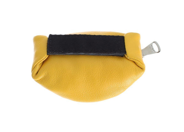 Yellow Leather Zipper Pouch Keychain