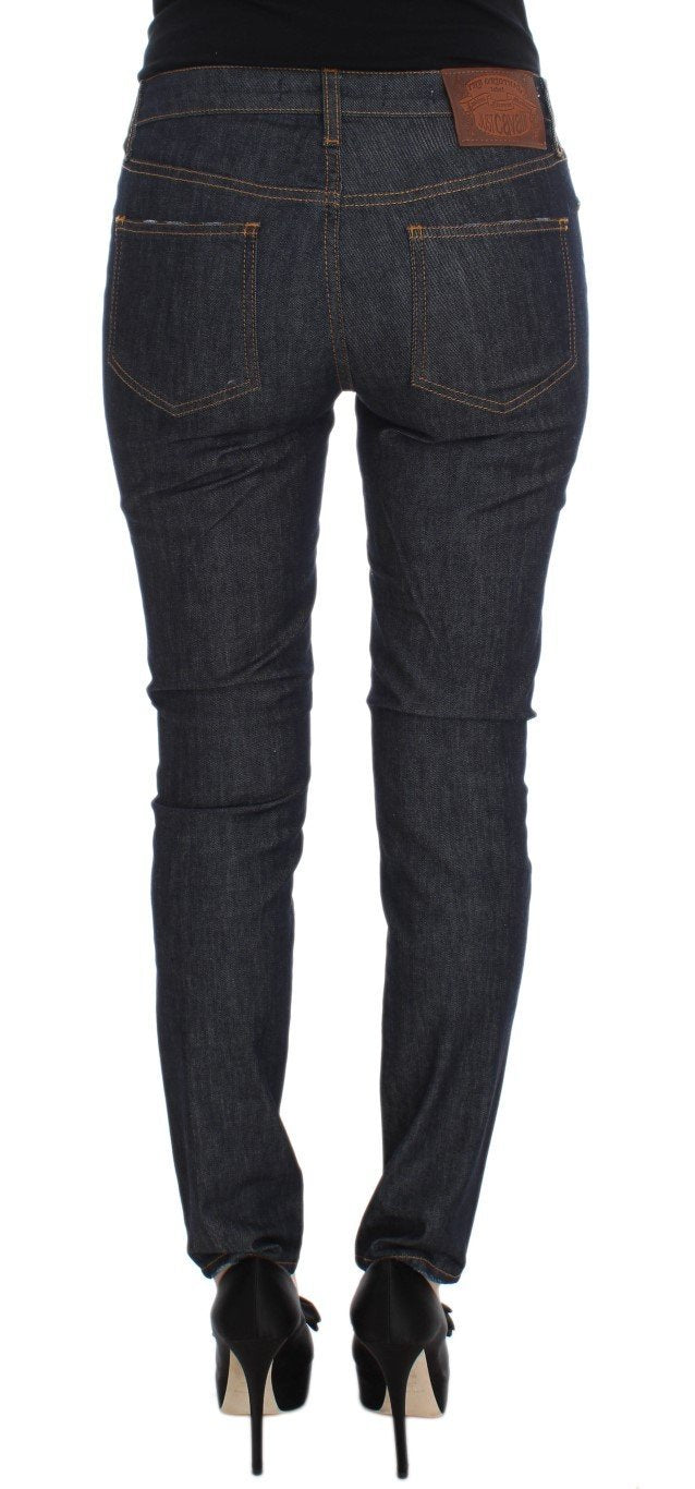 Blue Cotton Blend Slim Fit Stretch Jeans