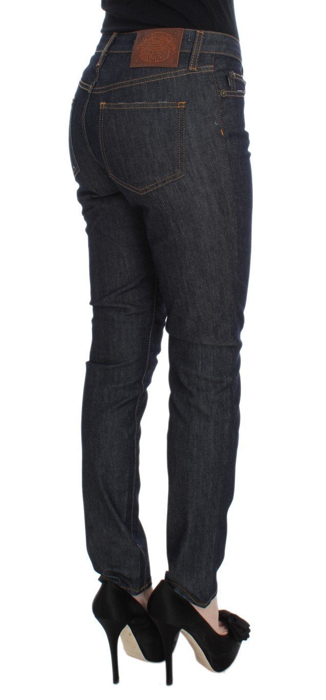 Blue Cotton Blend Slim Fit Stretch Jeans