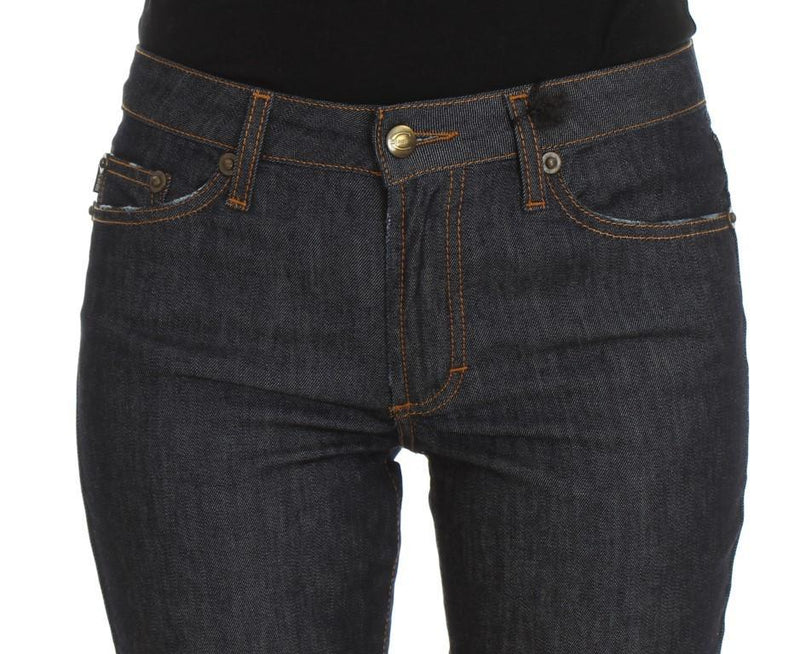 Blue Cotton Blend Slim Fit Stretch Jeans