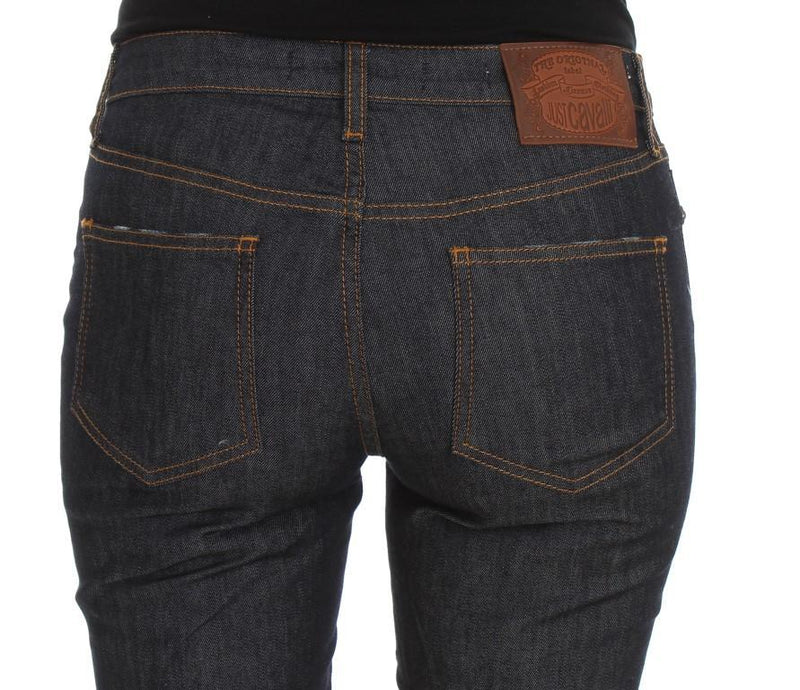 Blue Cotton Blend Slim Fit Stretch Jeans