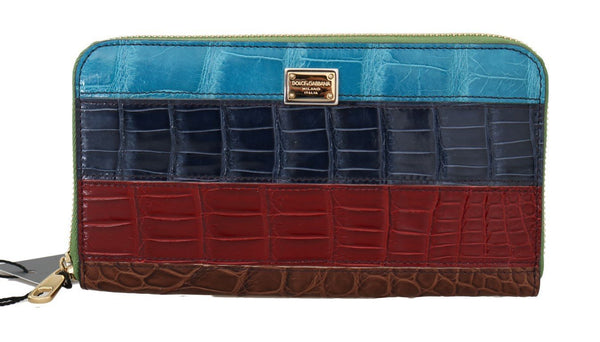 Multicolor Alligator Crocodile Leather Continental Wallet